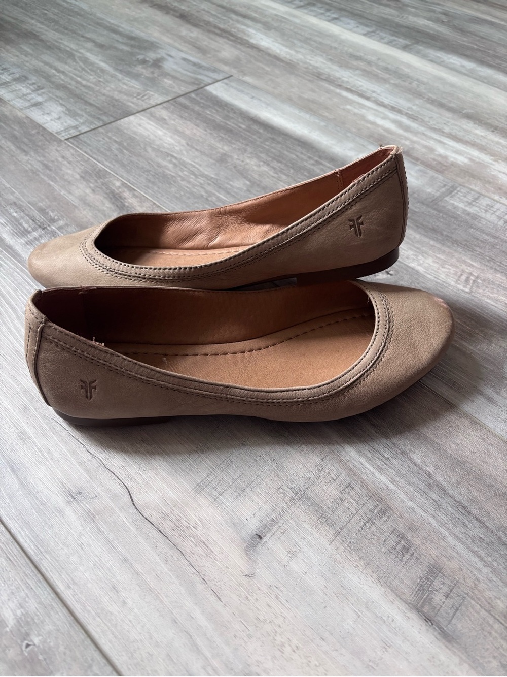 Frye Taupe Leather Ballet Flats